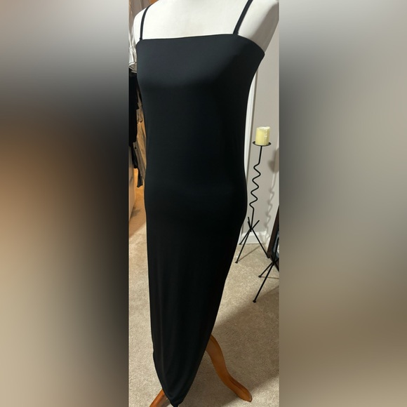 All Saints NWT Charlie Midi Dress Black Size 8 Sleeveless Slip Dress Square Neck - Picture 6 of 7